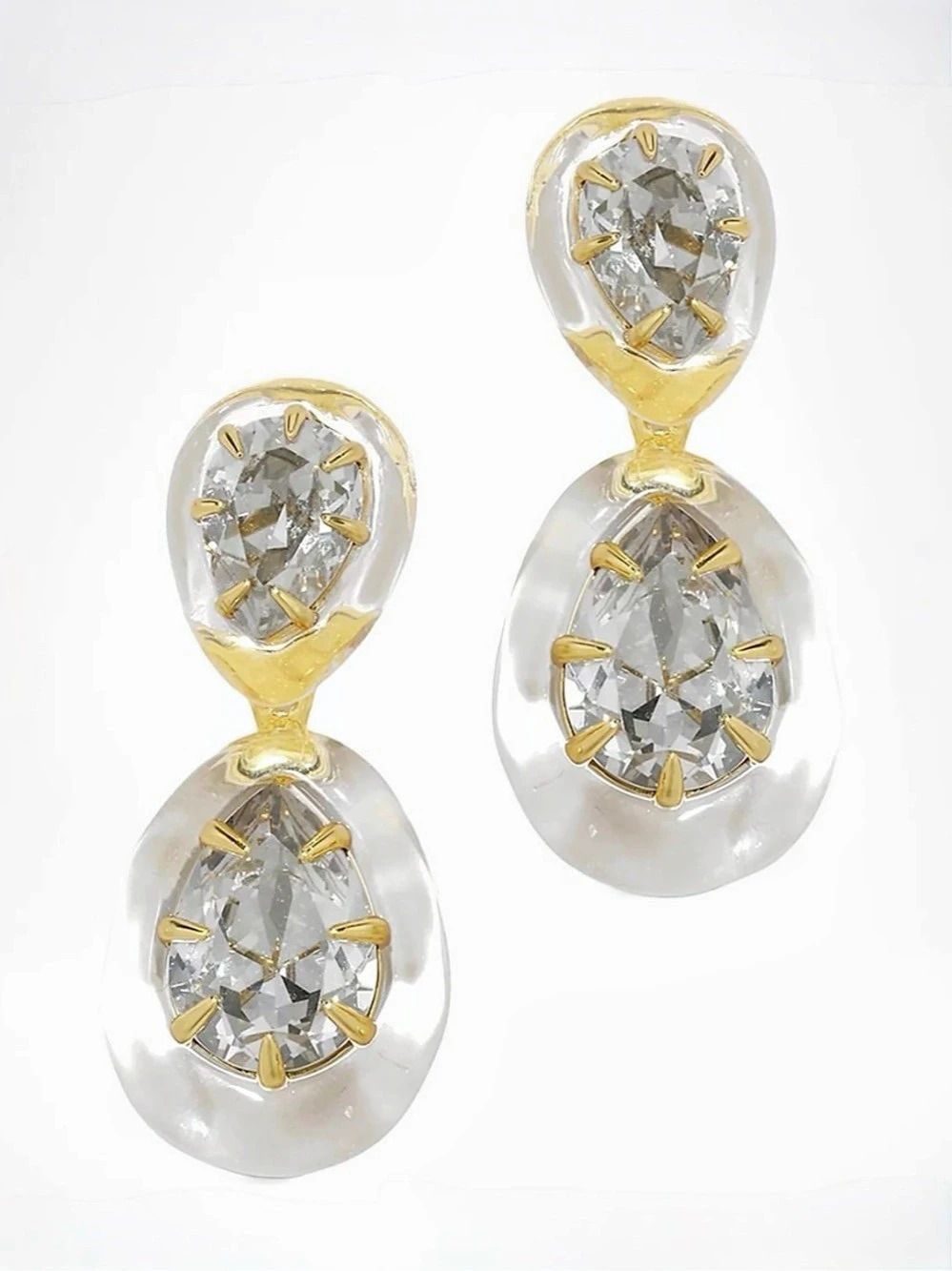Alexis Bittar Bonbon Crystal Lucite Teardrop Post Earrings Clear OC01